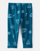 Baby Girl Winter Print Pull-On Stretch Cozy Leggings - Blue, image 2 of 5 slides