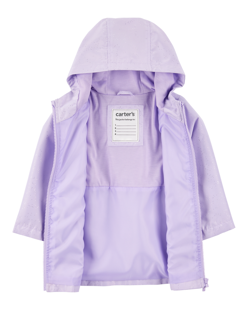 Toddler Heart Pockets Rain Jacket - Purple, image 2 of 3 slides