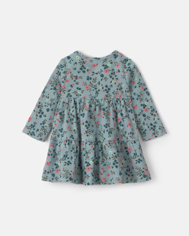 Baby Girl 3-Piece Floral Thermal Dress Set - Blue, image 2 of 4 slides