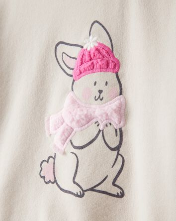 Baby Girl Bunny French Terry Long-Sleeve Pullover Sweatshirt - Cream, 