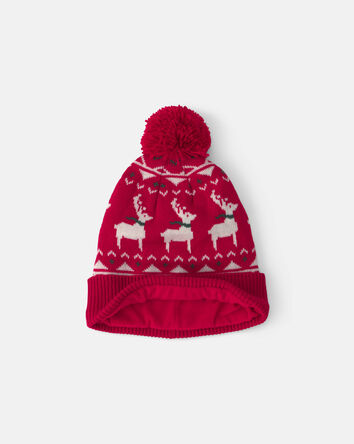 Baby 2-Piece Fair Isle Christmas Beanie & Glove Set - Red, 