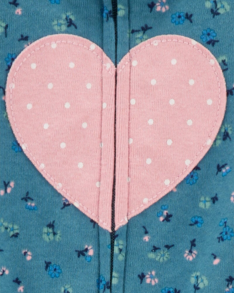 Toddler 1-Piece Heart 100% Snug Fit Cotton Footie Pyjamas, image 2 of 4 slides