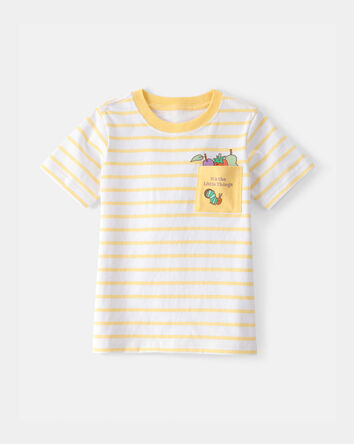 Tout-petit - T-shirt &agrave; rayures avec poche La chenille qui fait des trous - Jaune/Blanc, 
