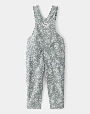 Toddler Floral Print Overalls - Green, 