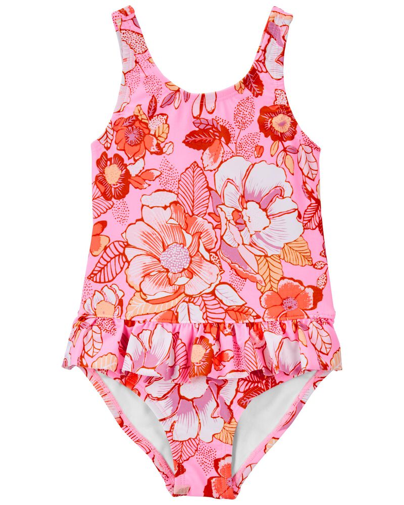 Neon Floral One Piece Swimsuit, image 1 of 2 slides