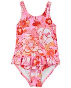 Neon Floral One Piece Swimsuit, image 1 of 2 slides