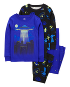 Kid 4-Piece Space Alien 100% Snug Fit Cotton Pyjamas, image 1 of 5 slides
