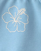 Baby Girl Tropical Flower French Terry Shorts - Blue, image 3 of 4 slides