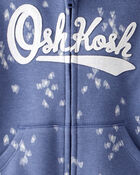 Toddler Heart Print French Terry Hooded Jacket - Blue, image 2 of 3 slides