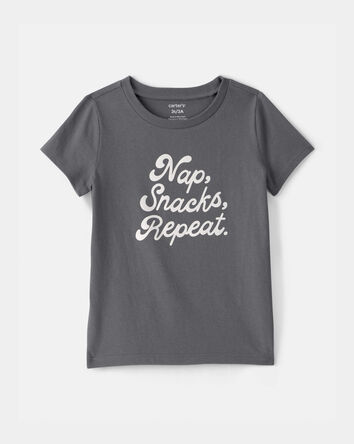 Tout-petit fille - T-shirt &agrave; imprim&eacute; &laquo;Nap Snacks Repeat&raquo; - Gris, 