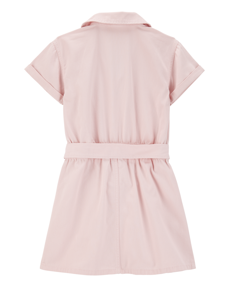 Enfant Robe de couleur unie à manches courtes - Rose, image 2 sur 4 diapositives