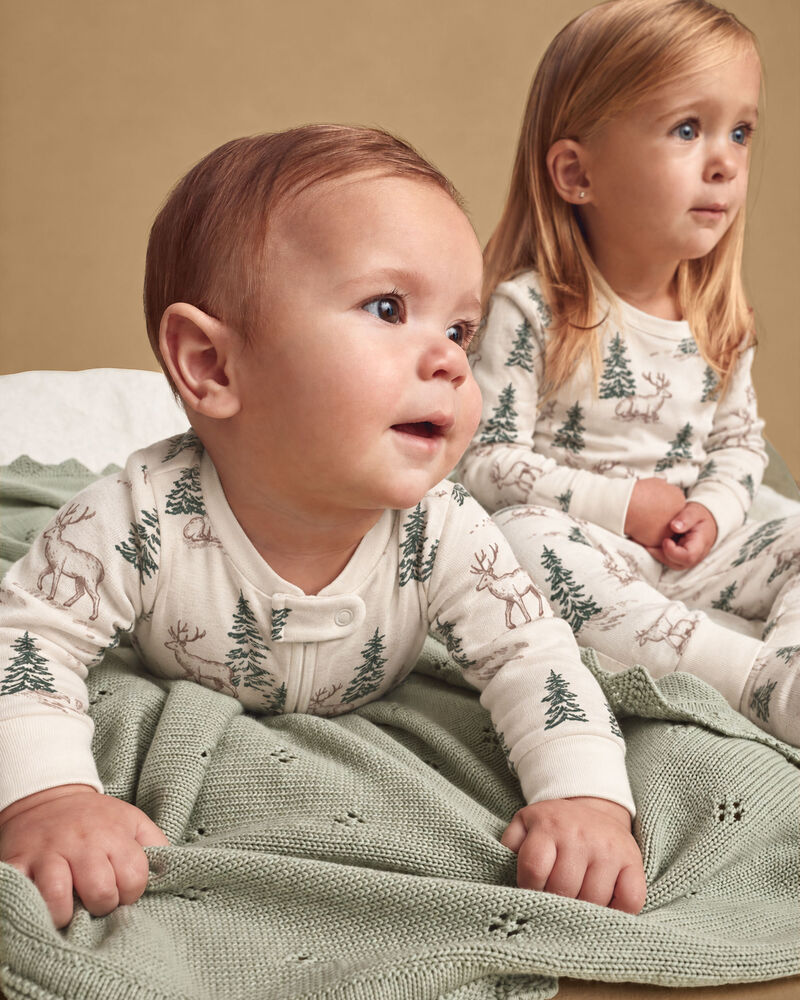 Tout-petit - Pyjama 2 pi&egrave;ces en coton biologique au motif For&ecirc;t de rennes, image 2 sur 4 diapositives