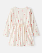 Toddler Girl Ballet Slipper Print Long-Sleeve Dress - Ivory, image 2 of 4 slides