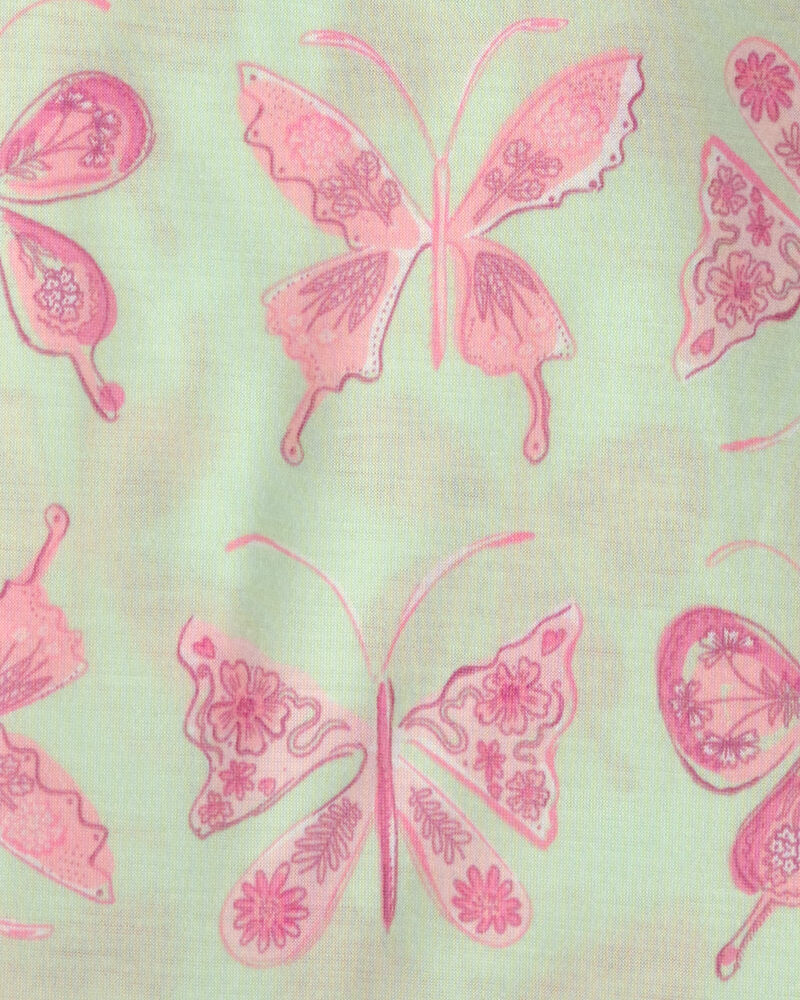 Toddler Girl Butterfly Loose Fit 2-Piece Pyjama Set - Green, image 2 of 3 slides