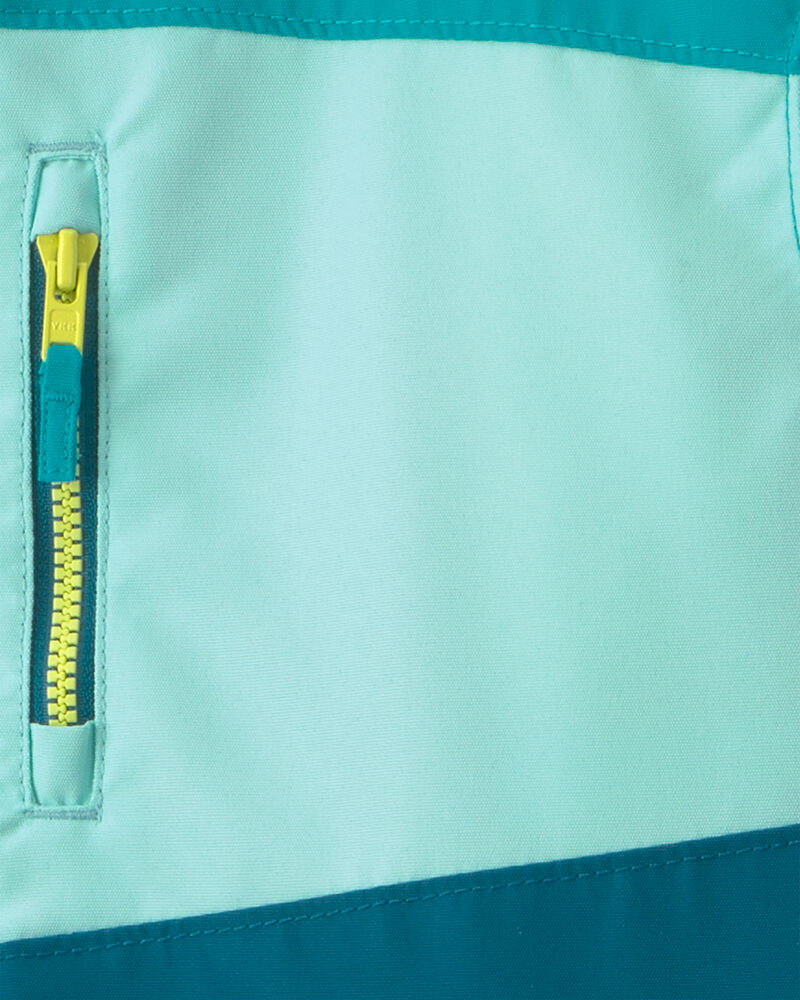 Girls Midweight Fleece Lined Ocean Jacket- Aqua/Blue, image 3 of 3 slides