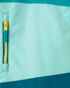 Girls Midweight Fleece Lined Ocean Jacket- Aqua/Blue, image 3 of 3 slides