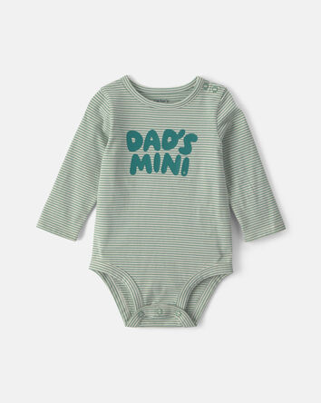 Baby Boy 'Dad's Mini' Long-Sleeve Graphic Bodysuit - Green, 