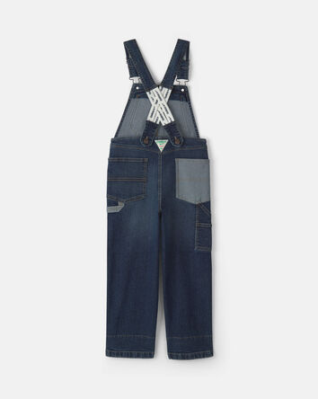 Boys Patched Denim Overalls - Blue, 