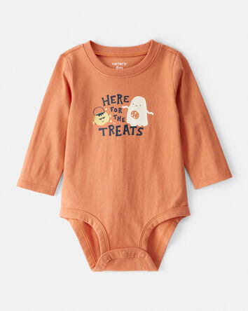 Baby Cotton Long-Sleeve Graphic Bodysuit - Brown, 