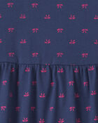 Toute-petite fille - Robe manches longues &agrave; motif n&oelig;ud - Bleu marine, image 3 sur 3 diapositives