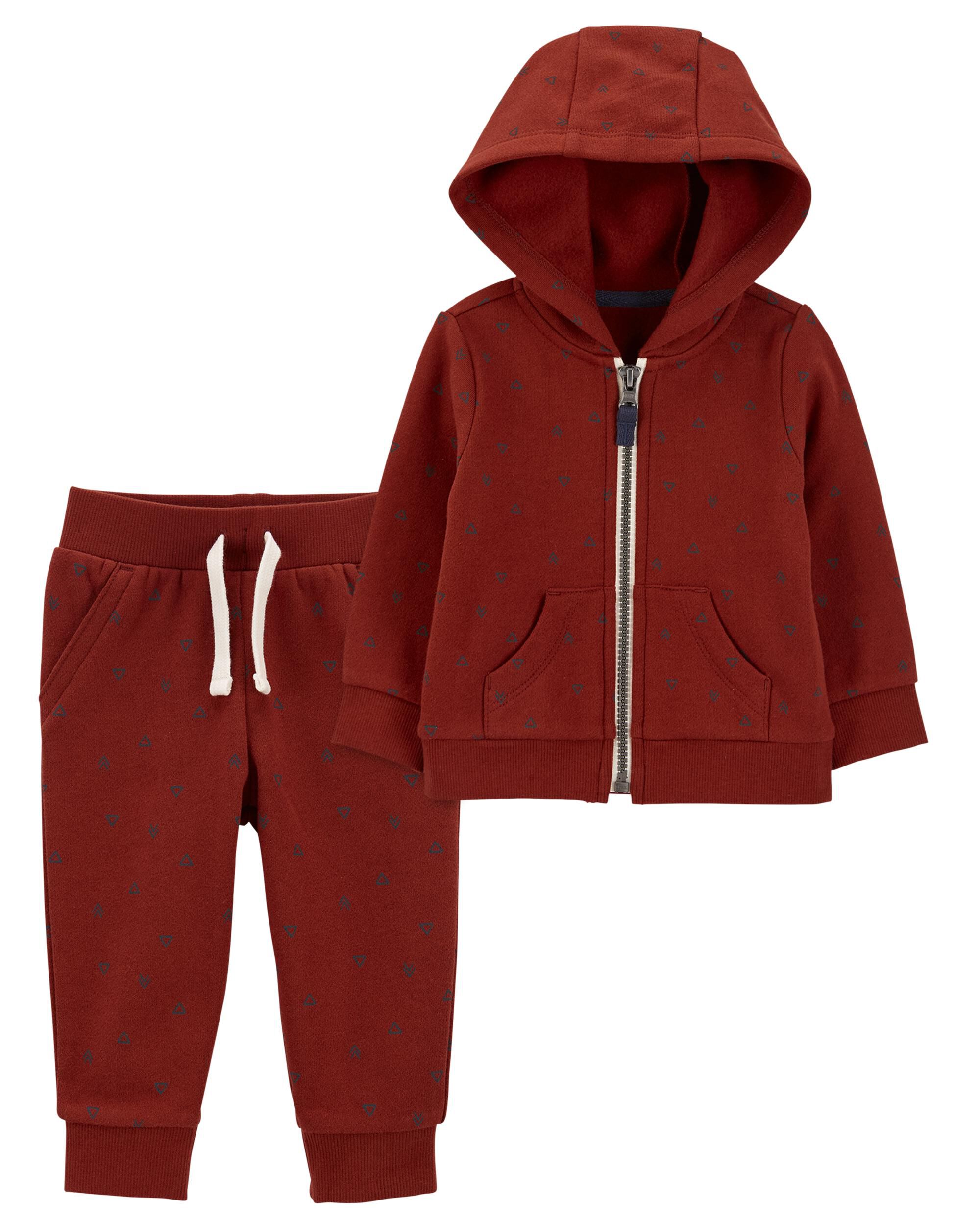 Burgundy Baby 2 Piece Fleece Hoodie Pant Set Carter s Oshkosh