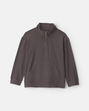 Gar&ccedil;ons - Chandail ouat&eacute; en tissu c&ocirc;tel&eacute; &agrave; fermeture &agrave; glissi&egrave;re un quart &ndash; Gris, 