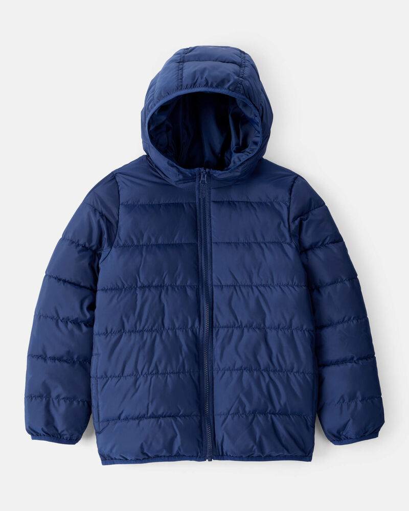 Kid Hooded Puffer Jacket - Navy Blue, image 1 of 4 slides