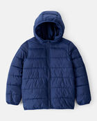Kid Hooded Puffer Jacket - Navy Blue, image 1 of 4 slides