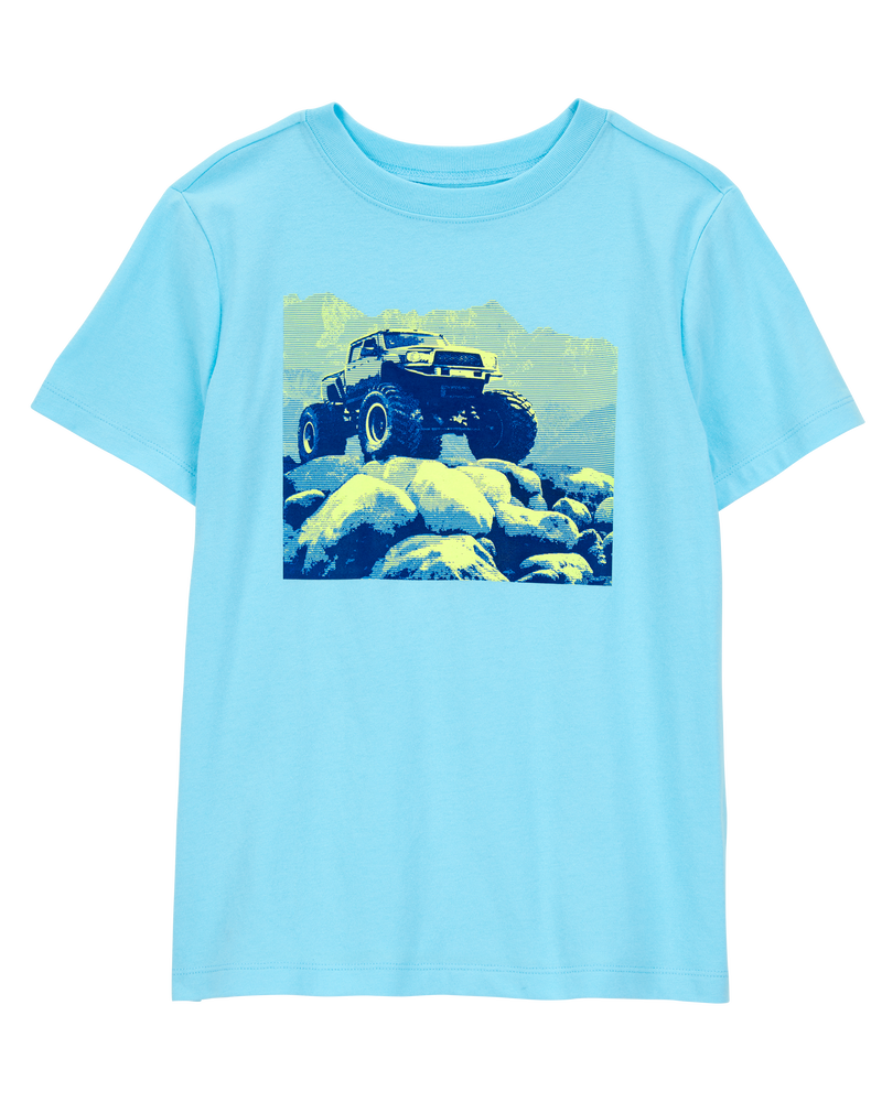 Kid Monster Truck Short-Sleeve Graphic Tee - Turquoise, image 1 of 3 slides