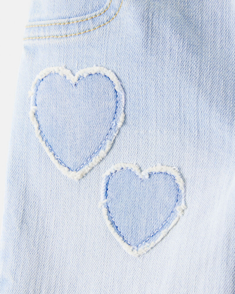 Toddler  Heart Embroidered Iconic Denim Wide Leg Jeans - Ozone Wash, image 3 of 6 slides