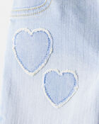 Toddler  Heart Embroidered Iconic Denim Wide Leg Jeans - Ozone Wash, image 3 of 6 slides