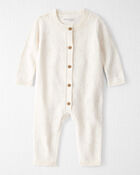 Baby Organic Cotton Sweater Knit Pointelle Jumpsuit, image 1 of 5 slides