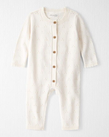 Baby Organic Cotton Sweater Knit Pointelle Jumpsuit, 