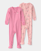 Toddler Girl 2-Pack Strawberry Floral Snug Fit 1-Piece Pyjama Set - Pink, image 1 of 5 slides