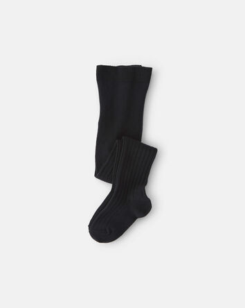 Girls Ribbed Tights - Black, 