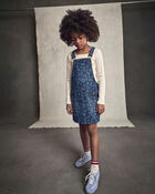 Girls Leopard Denim Skirtall - Dark Wash, image 4 of 5 slides