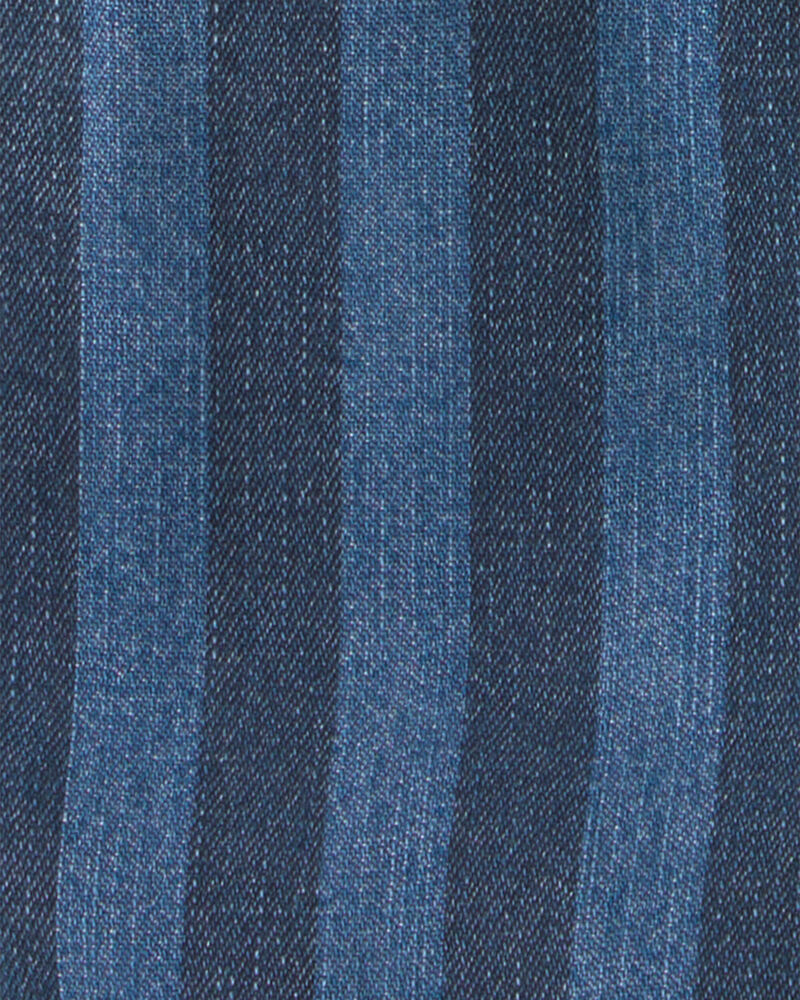 Toddler Striped Denim Shortall - Dark Wash, image 3 of 4 slides