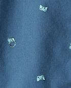 Boys Video Game Print Button-Down Shirt - Blue, image 2 of 3 slides