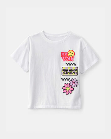 Girls Floral  Graphic Tee - White, 