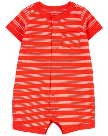 Striped Snap-Up Romper, 