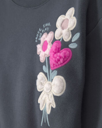 Toute-petite fille &ndash; Chandail en molleton &agrave; motif floral &ndash; Gris fonc&eacute;, 