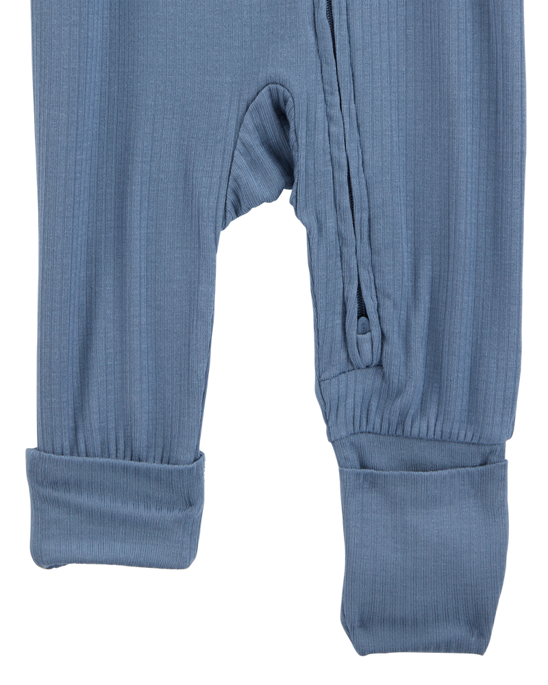 Bébé garçon - Grenouillère PurelySoft à fermeture à glissière à 2 sens à poignets et pieds rabattables de couleur unie - Bleu marine, image 3 sur 7 diapositives