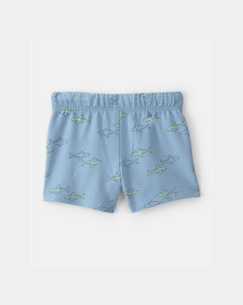 Baby Boy Shark French Terry Shorts - Blue, 