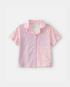 Toddler Girl Floral Striped Short-Sleeve Loose Fit 2-Piece pyjama Set - Pink, image 3 of 5 slides