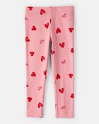 Toddler Girl Heart Pull-On Stretch Leggings - Pink, image 2 of 4 slides