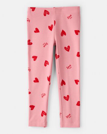 Tout-petit fille - Legging extensible &agrave; c&oelig;ur facile &agrave; enfiler &ndash; Rose, 