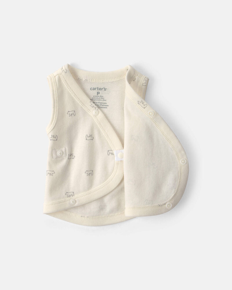 Baby Bear Side-Snap Tank - Cream, image 3 of 4 slides