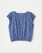 Filles - Haut &agrave; manches courtes, motifs du printemps - Bleu, image 1 sur 2 diapositives