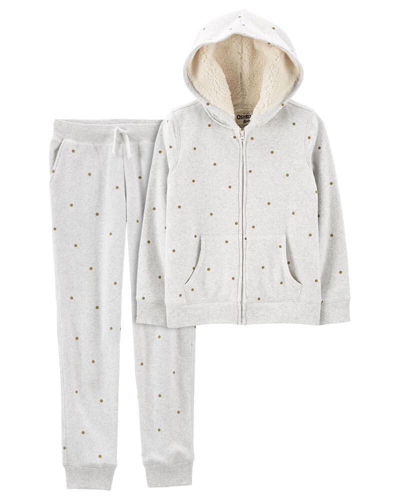 Kid Hooded Zip Jacket & Fleece Pants Set, image 1 of 1 slides