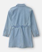 Girls Button-Front Long-Sleeve Denim Dress - Blue, image 2 of 4 slides